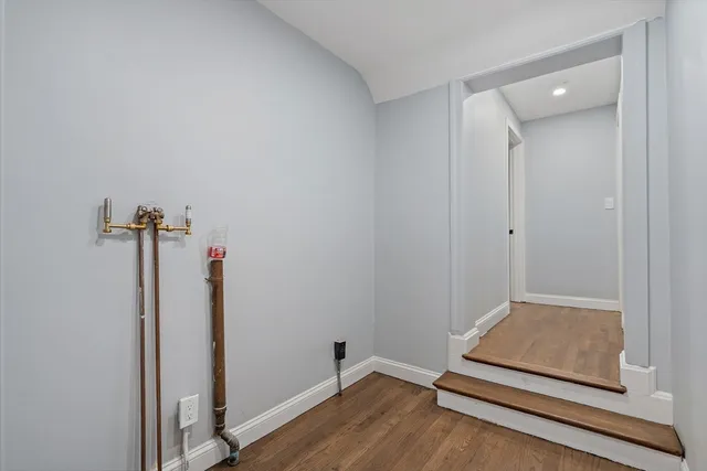 an empty room with a door