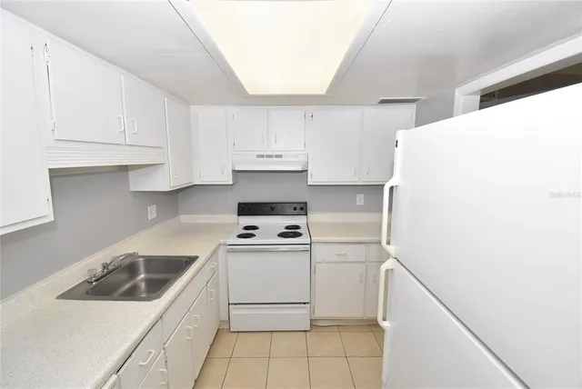 a kitchen with a sink a stove and a refrigerator