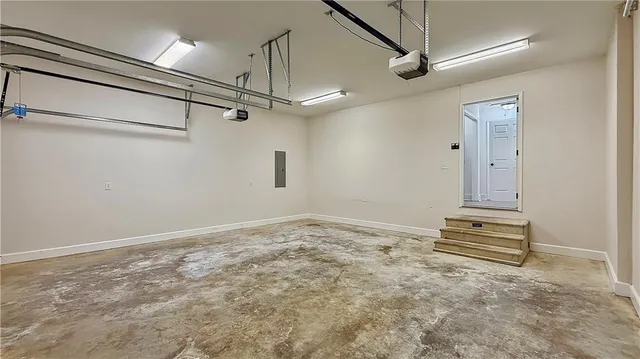 a room with a chandelier