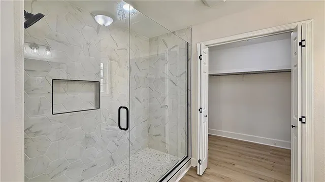 a bathroom with a shower