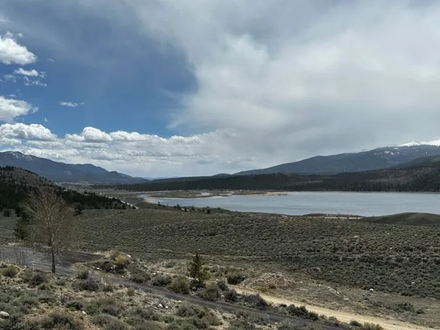 a view of lake with mountain