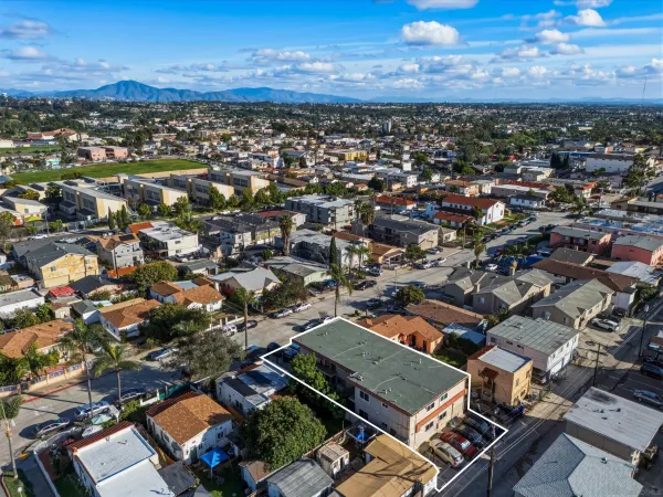 an aerial view of a city