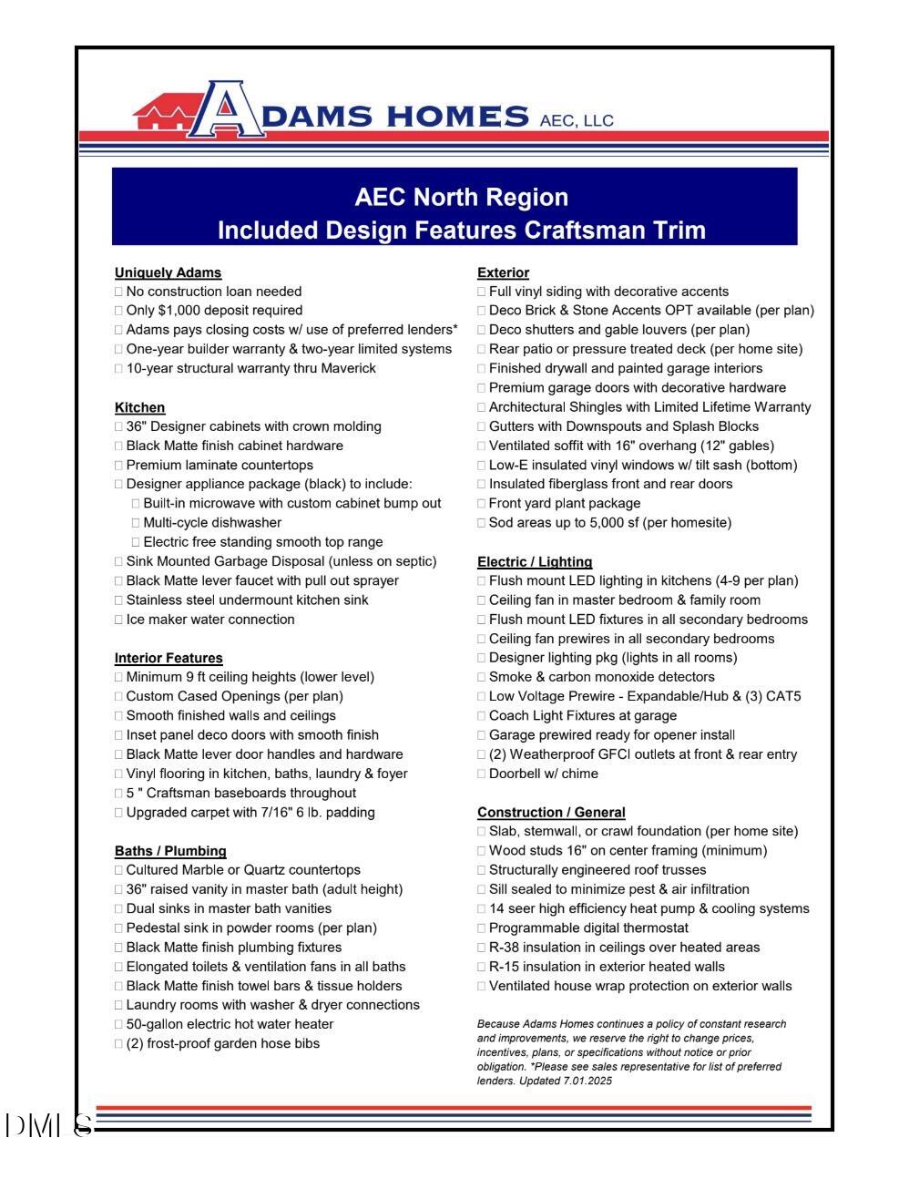 42 Braddock Court Garner, NC 27529 - Photo 54 of 55 AECN Feature Sheet