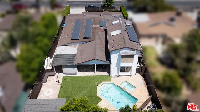 an aerial view of a house