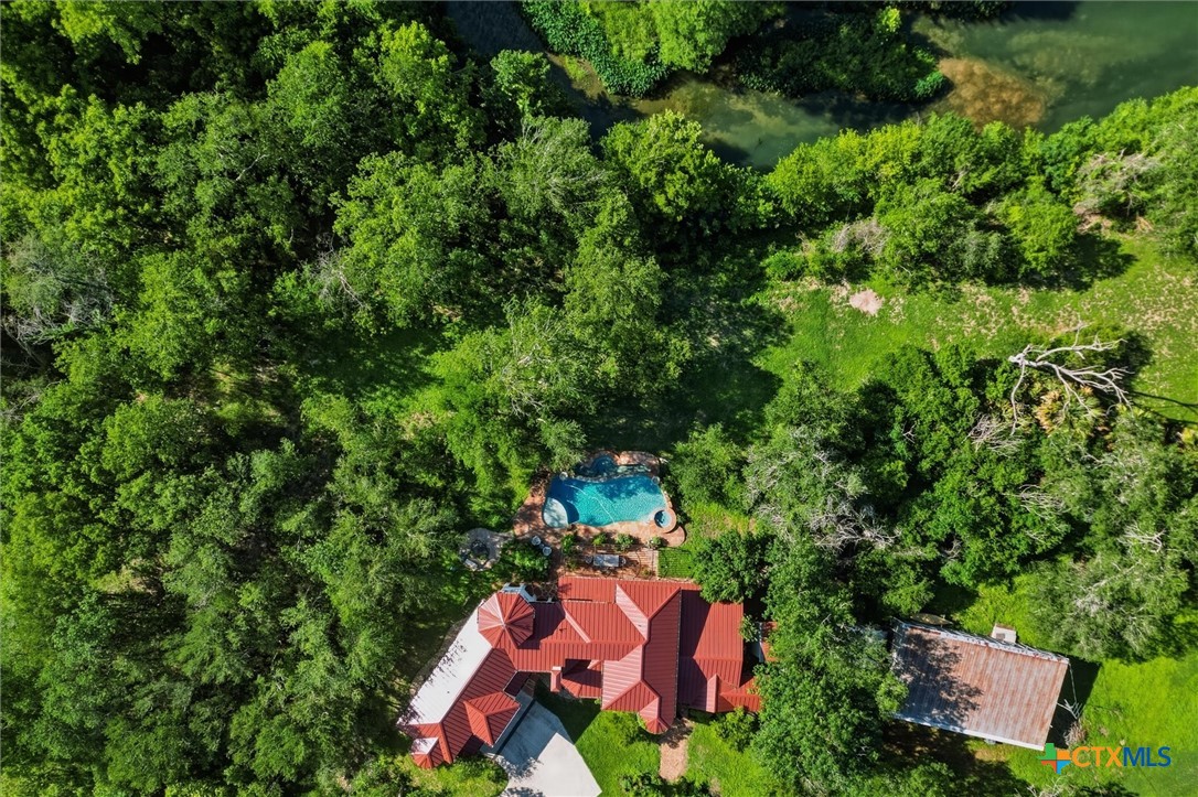 541 Martindale Falls Road Martindale, TX 78655 - Photo 43 of 44 Top-down aerial highlighting pool, grounds, and San Marcos River access