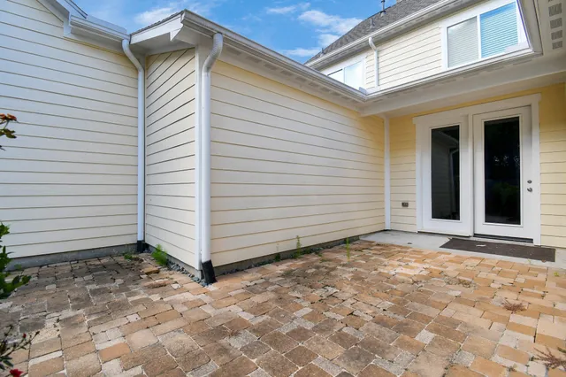 a view of a house with white door