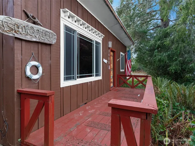 a view of outdoor space deck and kitchen