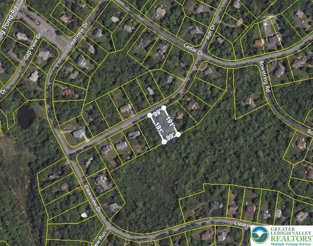 a view of a lake from a yard