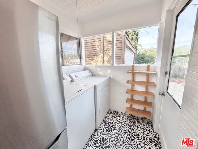 a storage room with a window