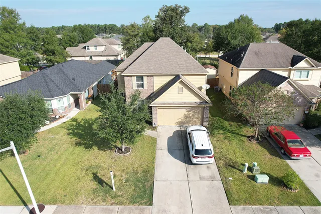 an aerial view of a house