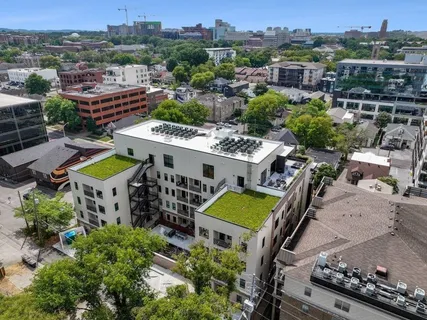 an aerial view of a city