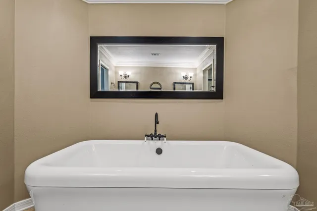 a bathroom with a bathtub