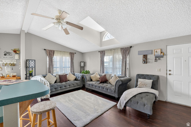269 Mindella Way, Unit A Layton, UT 84041 - Photo 1 of 37 Living room with wood finished floors, plenty of natural light, and ceiling fan