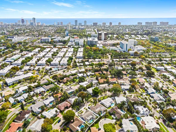 an aerial view of a city