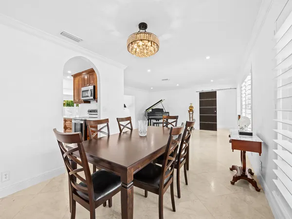 a view of a dining room and livingroom