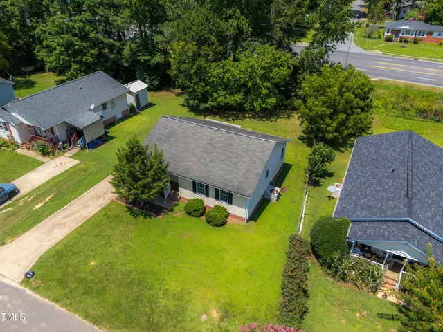 an aerial view of a house