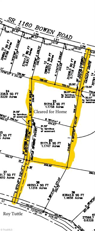 0 Roy Tuttle Road Pinnacle, NC 27043 - Photo 13 of 14 Crop of the Plat to show the two lots and the current easements into the properties