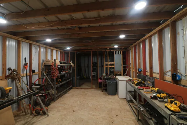 a view of a lake with a outdoor space