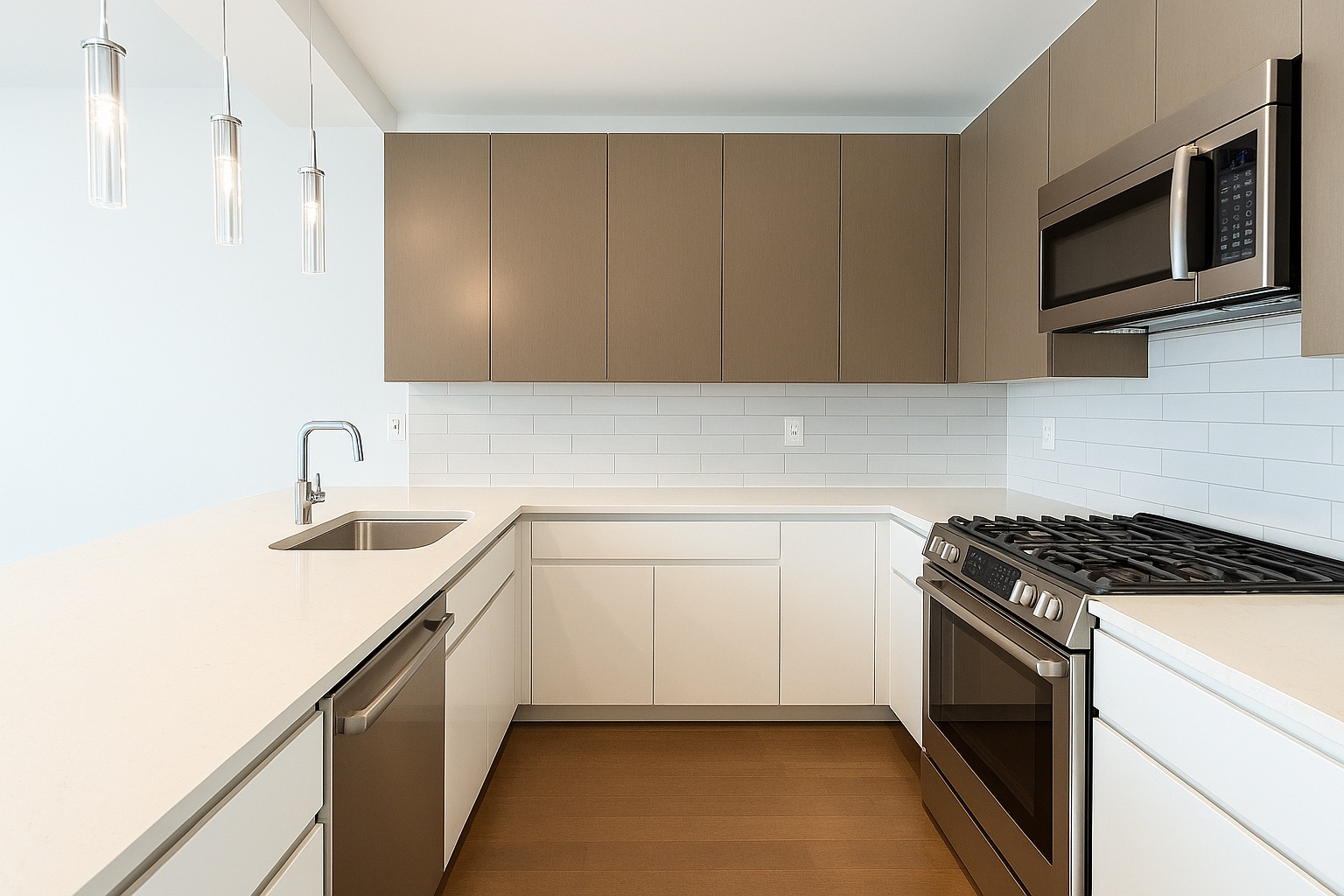27-17 42nd Road, Unit 15F Queens, NY 11101 - Photo 5 of 11 a kitchen with a sink and cabinets