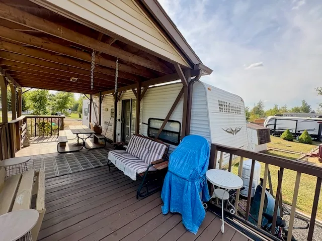 a view of porch with seating area