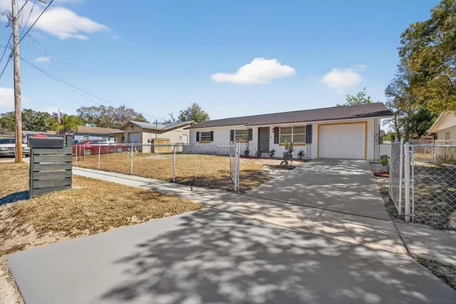 a view of a house with a backyard