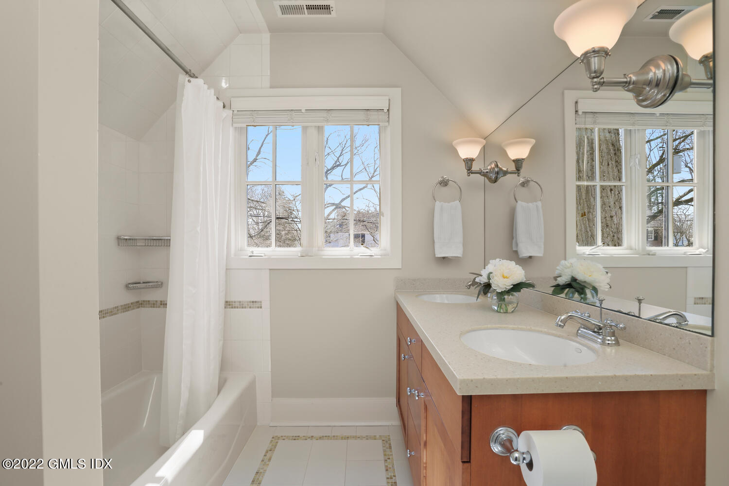 7 Owenoke Way Riverside, CT 06878 - Photo 31 of 37 a bathroom with a sink vanity granite and a mirror