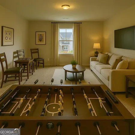a living room with furniture
