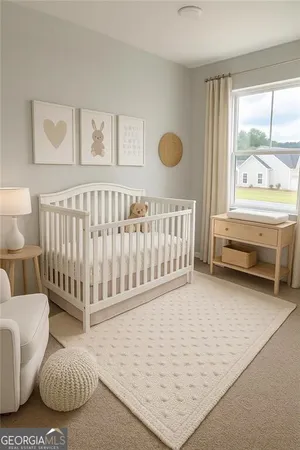 a bedroom with furniture and a window