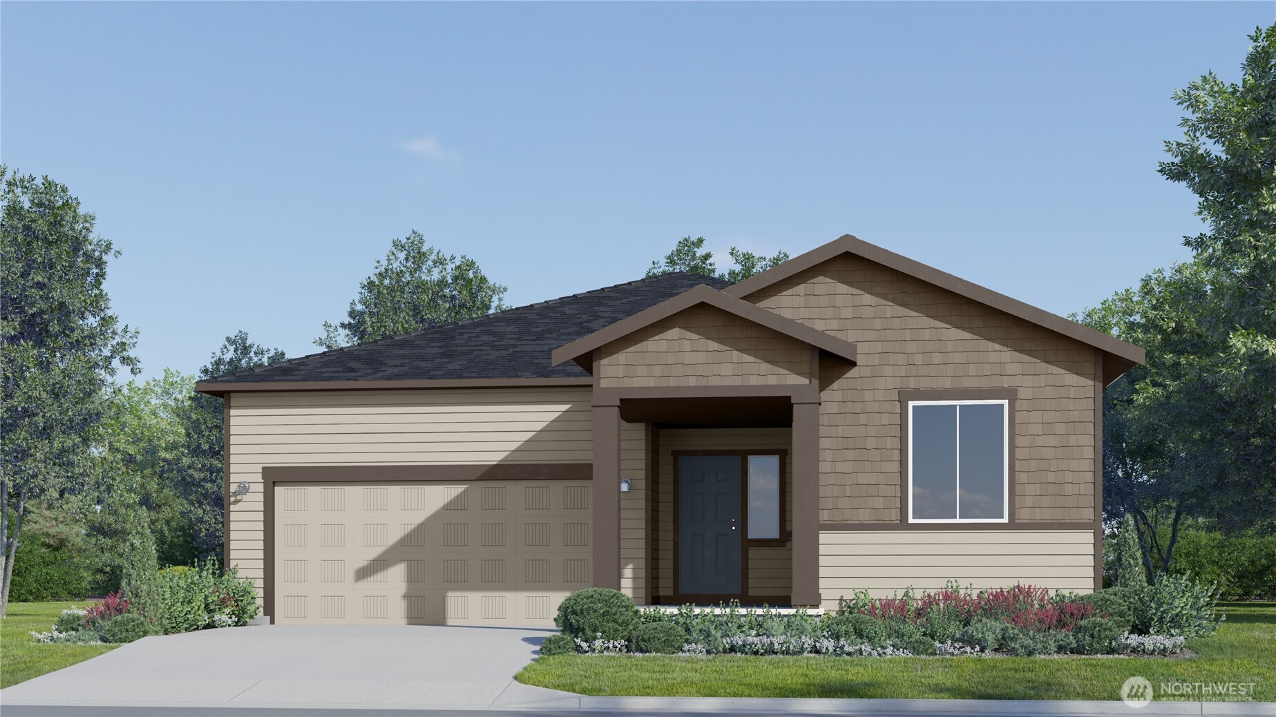 a front view of a house with garden