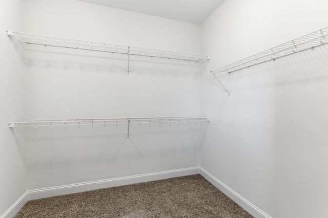 a view of a room with racks on the wall