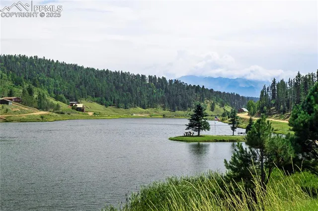 a view of a park with swings