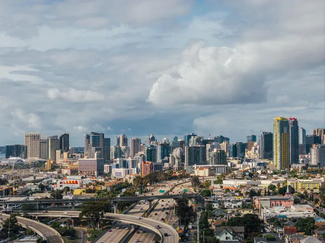 an aerial view of a city