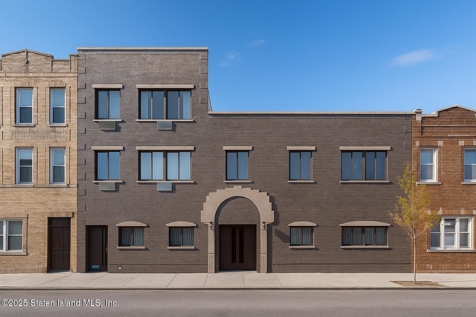 a front view of a building