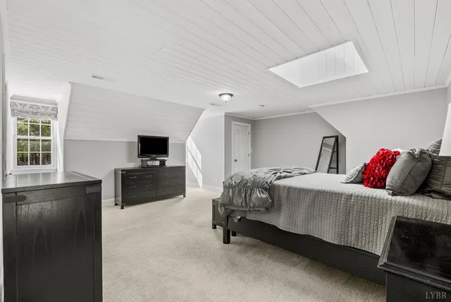 a view of a yard with large trees and plants