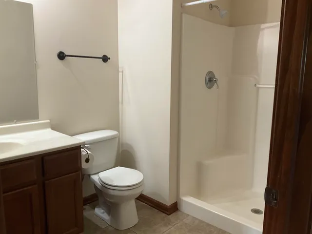 a view of a room with a window