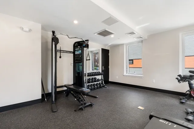a view of a room with gym equipment