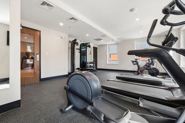 a room with gym equipment