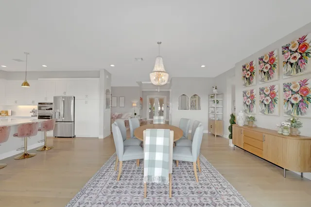 a view of a living room with a large window