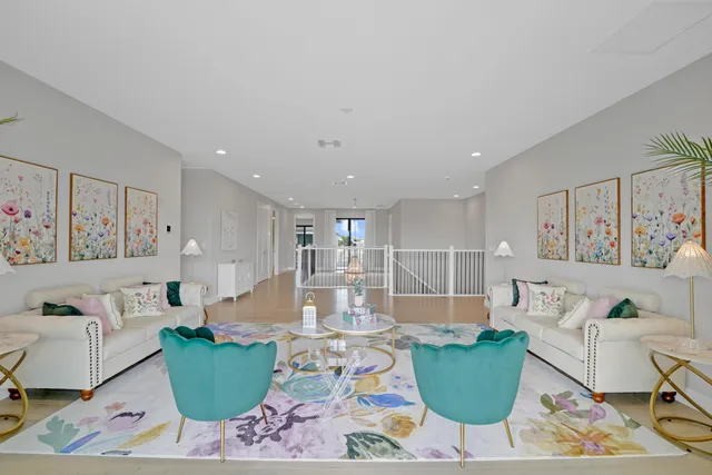 a view of a swimming pool from a balcony