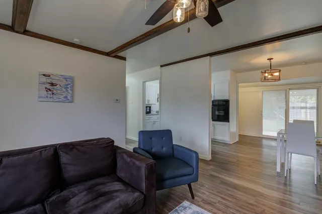 a living room with furniture and a couch