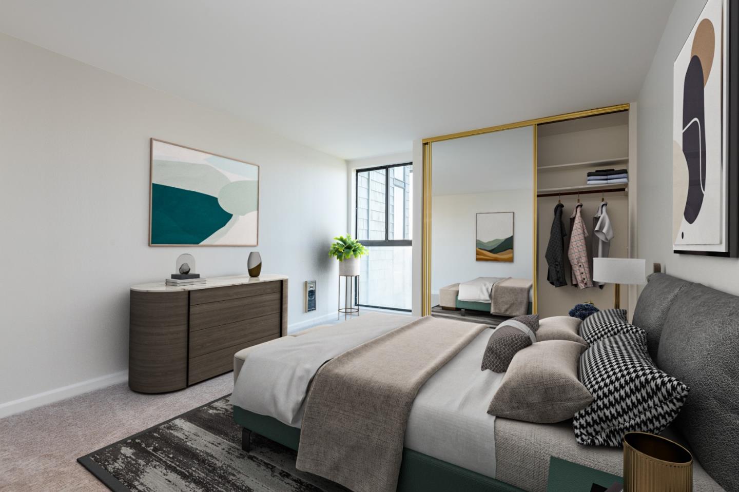 425 Anchor Road, Unit 317 San Mateo, CA 94404 - Photo 15 of 35 a bedroom with a bed and a flat screen tv