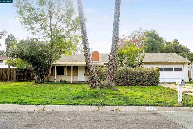 a front view of house with garden