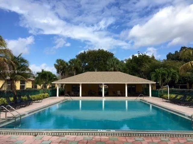a view of a garden with a tree