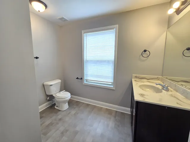 a bathroom with a sink toilet and vanity