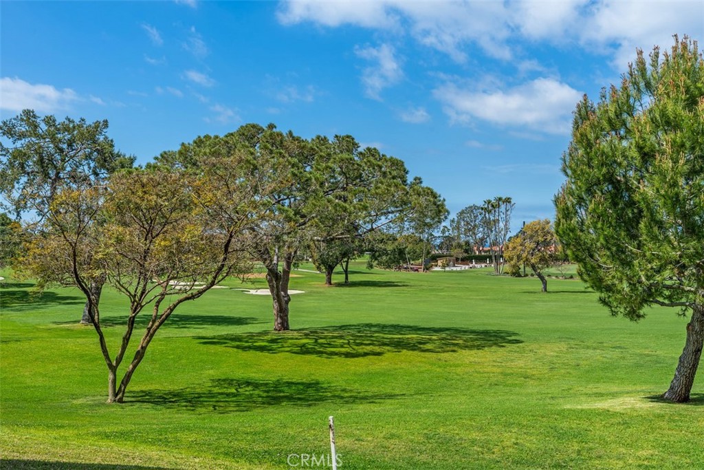 a view of a golf course with a garden