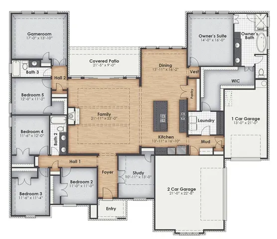 a view of a trees in a yard