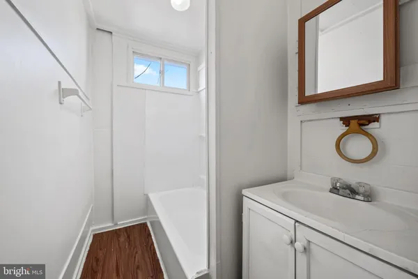a bathroom with a bathtub