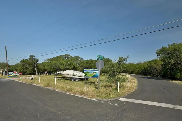a view of a lake from a yard