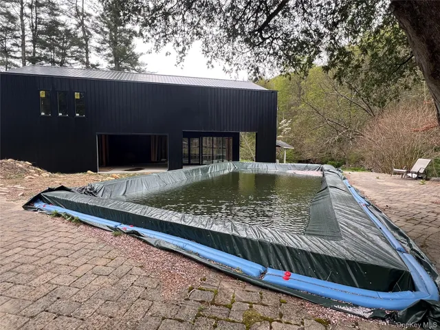 a view of wooden balcony