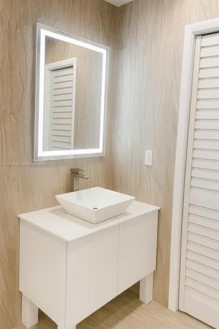 a room with a sink